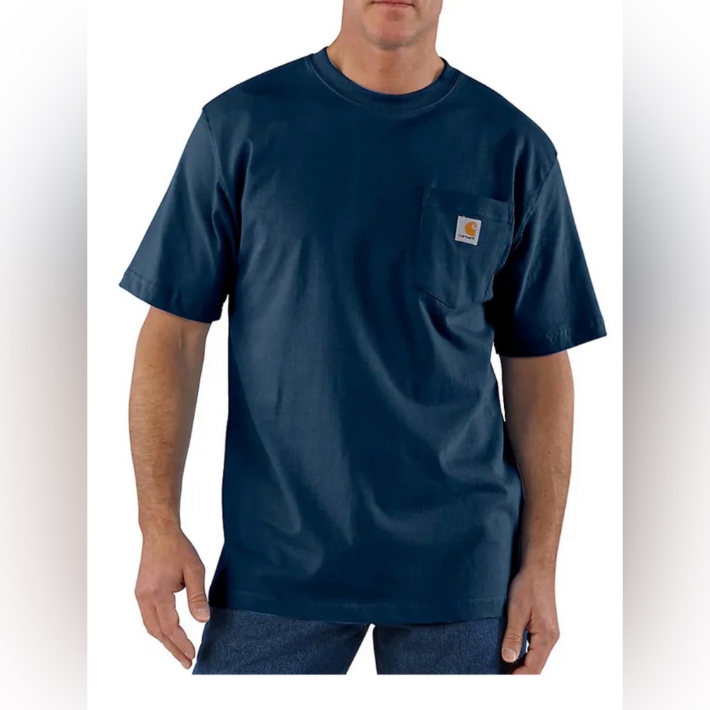 Carhartt Men's Loose Fit Heavyweight Short Sleeve Pocket T-Shirt, Blue, Size XL